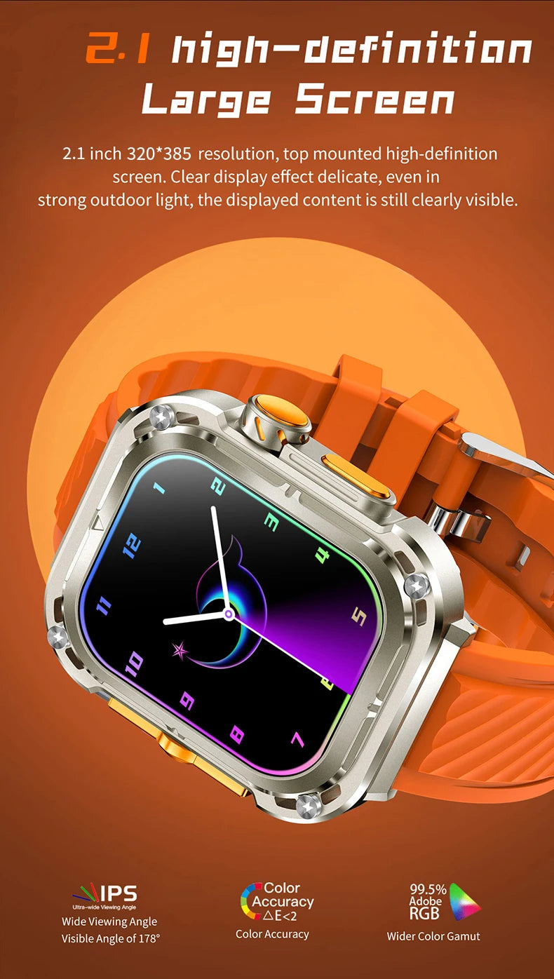 LIGE 2025 New 2.1" Ultra HD NFC Voice Call Smart Watch Men Compass GPS Track 460mAh Battery Waterproof Watches For HUAWEI Xiaomi