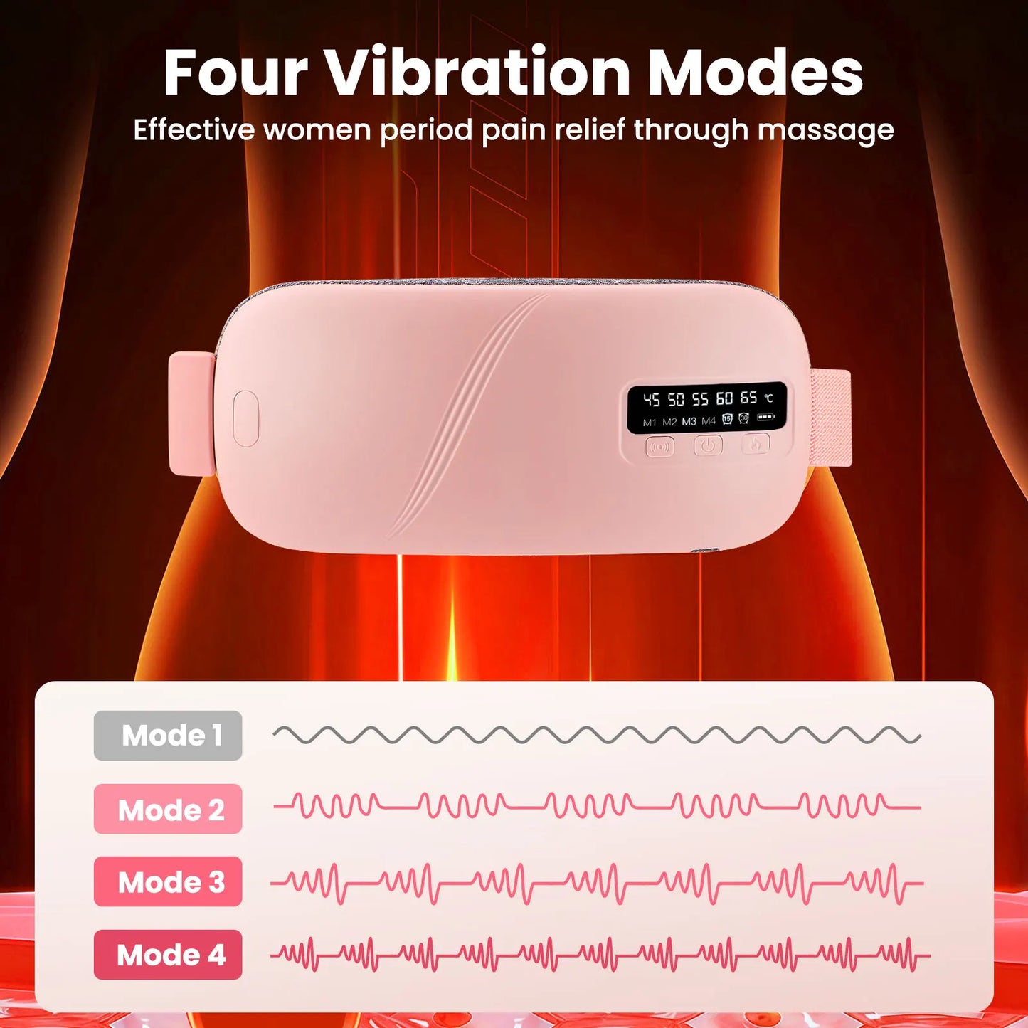 Electric Menstrual Period Cramp Massager Heating Pad Belt for Female Waist Abdominal Warm Palace Belt Massage Device Vibration