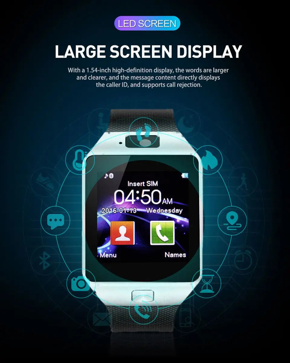 DZ09 Smart Watch Touch Screen Waterproof Sport Fitness Tracker Bracelet Support SIM TF Card Sleep Monitor Smartwatch Men Women