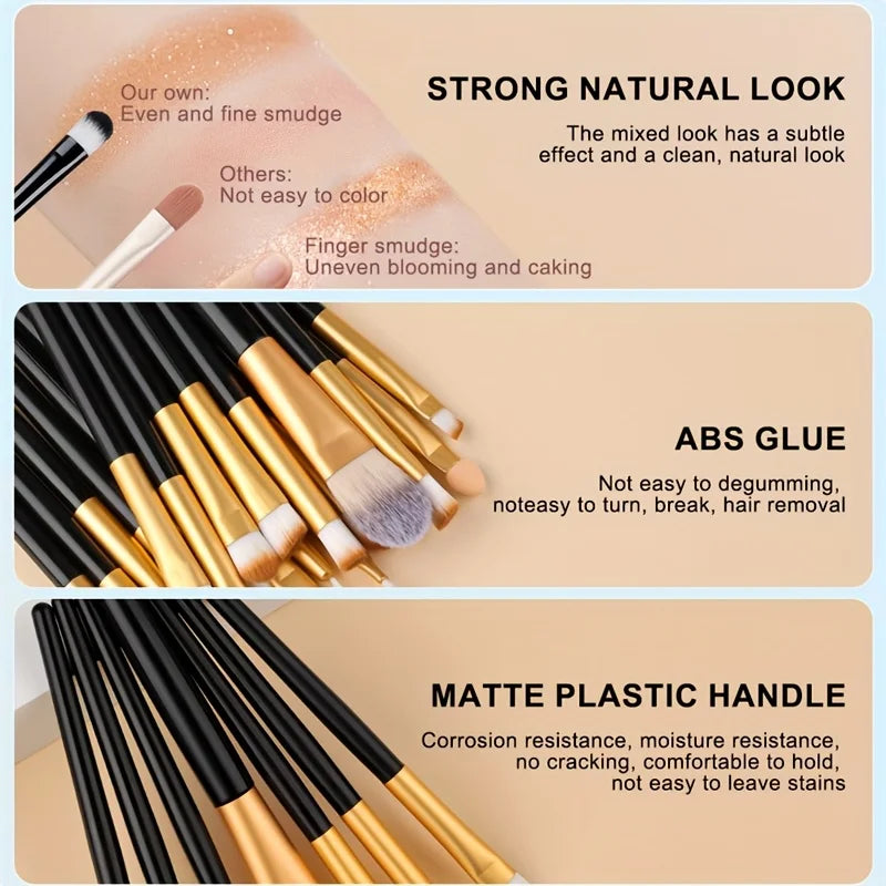 Makeup Brushes 20 Pcs Premium Synthetic Foundation Powder Concealers Eye Shadow Brush Set with 2 Sponge & 360 Rorate Holder Case
