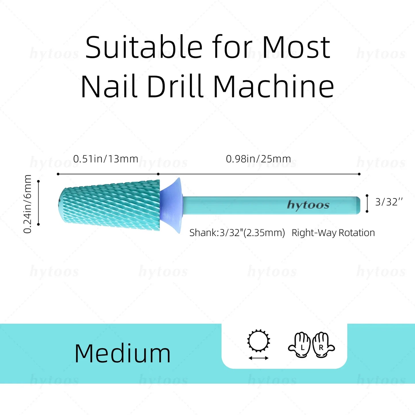 HYTOOS Safety Carbide Nail Drill Bits Green Coating Dome Tapered Bit for Gel Polish Removal Pro Manicure Drills AccessoriesTool
