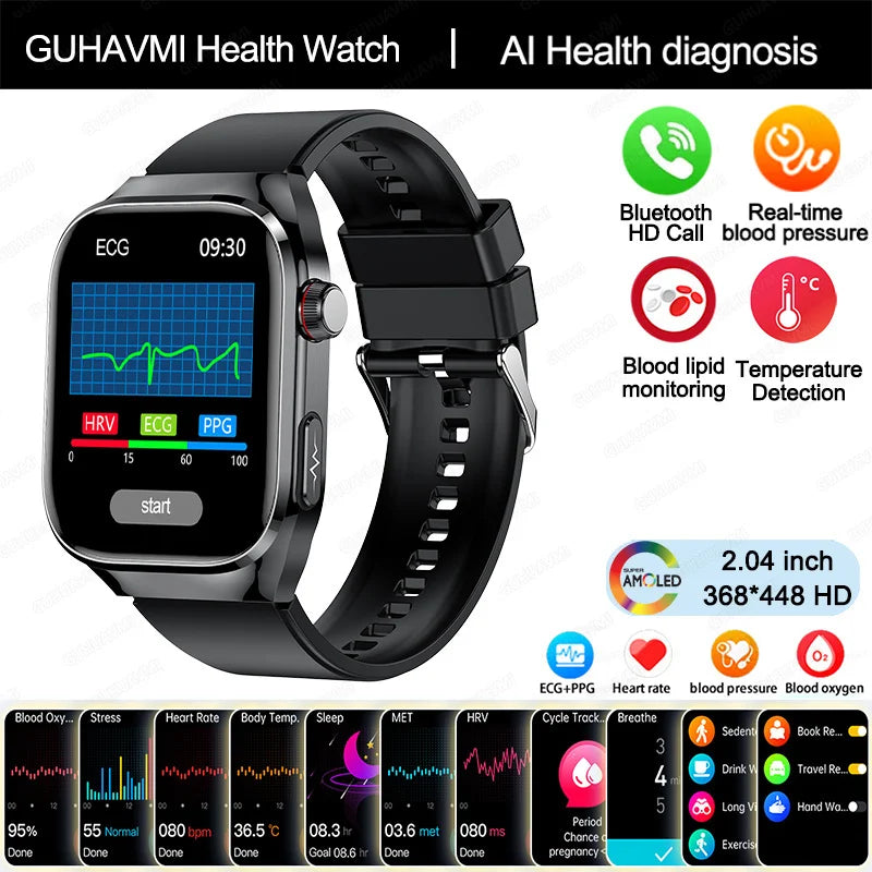 2025 New For HUAWEI Blood Pressure Body Analysis Smart Watch Women ECG+PPG IP68 Waterproof Bluetooth Call Health Smartwatch Men