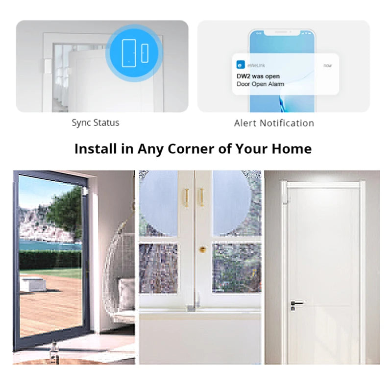 Sonoff DW2-WiFi Wireless Security Door/Window Sensor Alarm Notification Smart Scene via eWeLink APP Support Sonoff Devices IFTTT