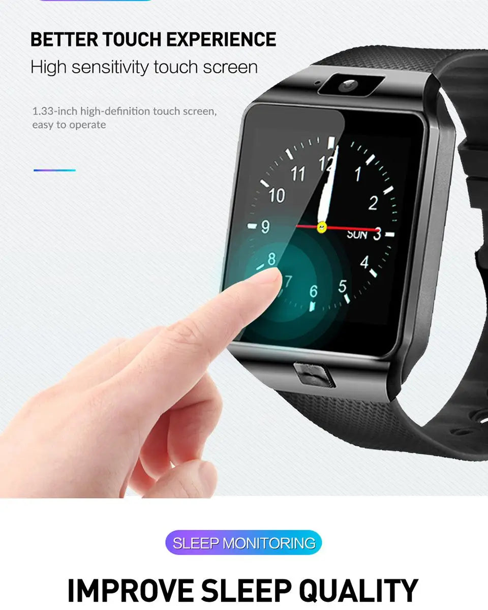 DZ09 Smart Watch Touch Screen Waterproof Sport Fitness Tracker Bracelet Support SIM TF Card Sleep Monitor Smartwatch Men Women