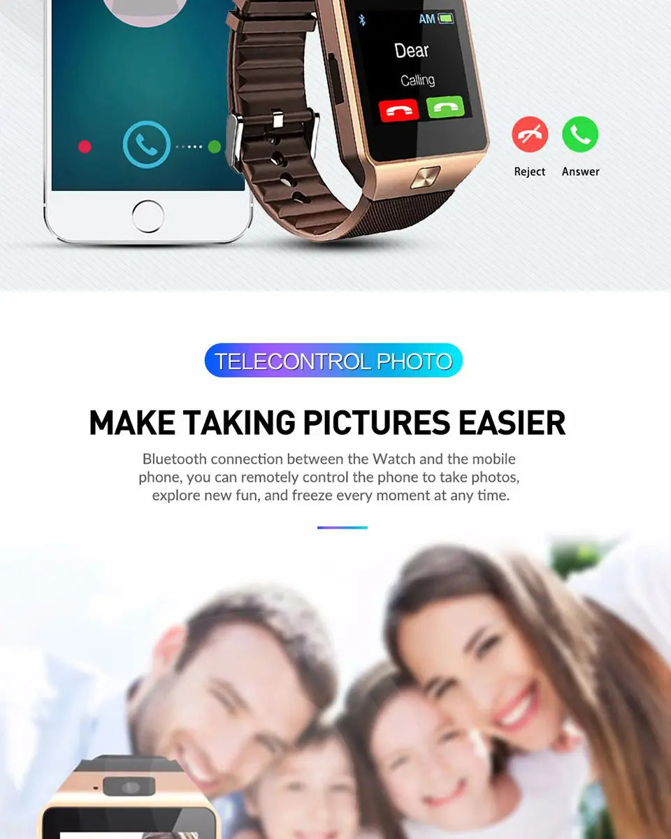 DZ09 Smart Watch Touch Screen Waterproof Sport Fitness Tracker Bracelet Support SIM TF Card Sleep Monitor Smartwatch Men Women