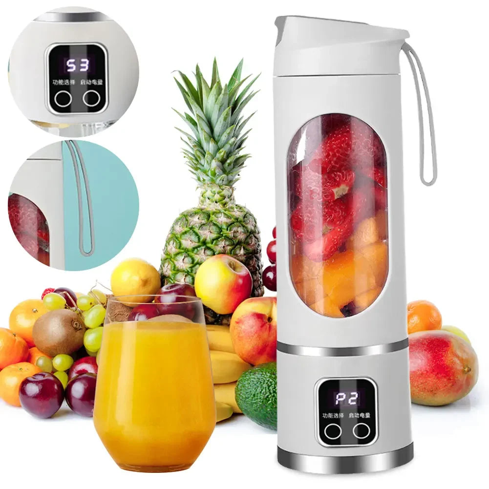 Portable Electric Juicer USB Wireless Charging Mini Juicer Bottle 450ml Cup Fruit Mixer Electric Handheld Blender for Home