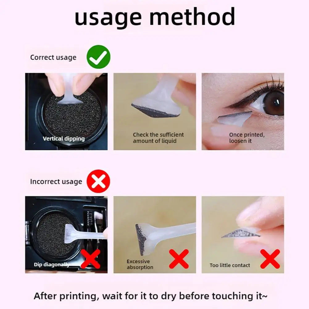Double Ended Lower Eyelash Eyeline Silicone Stamp Quick Dry Eye Liner Portable Waterproof 0.01mm Tip Lower Lash Stamp With Ink