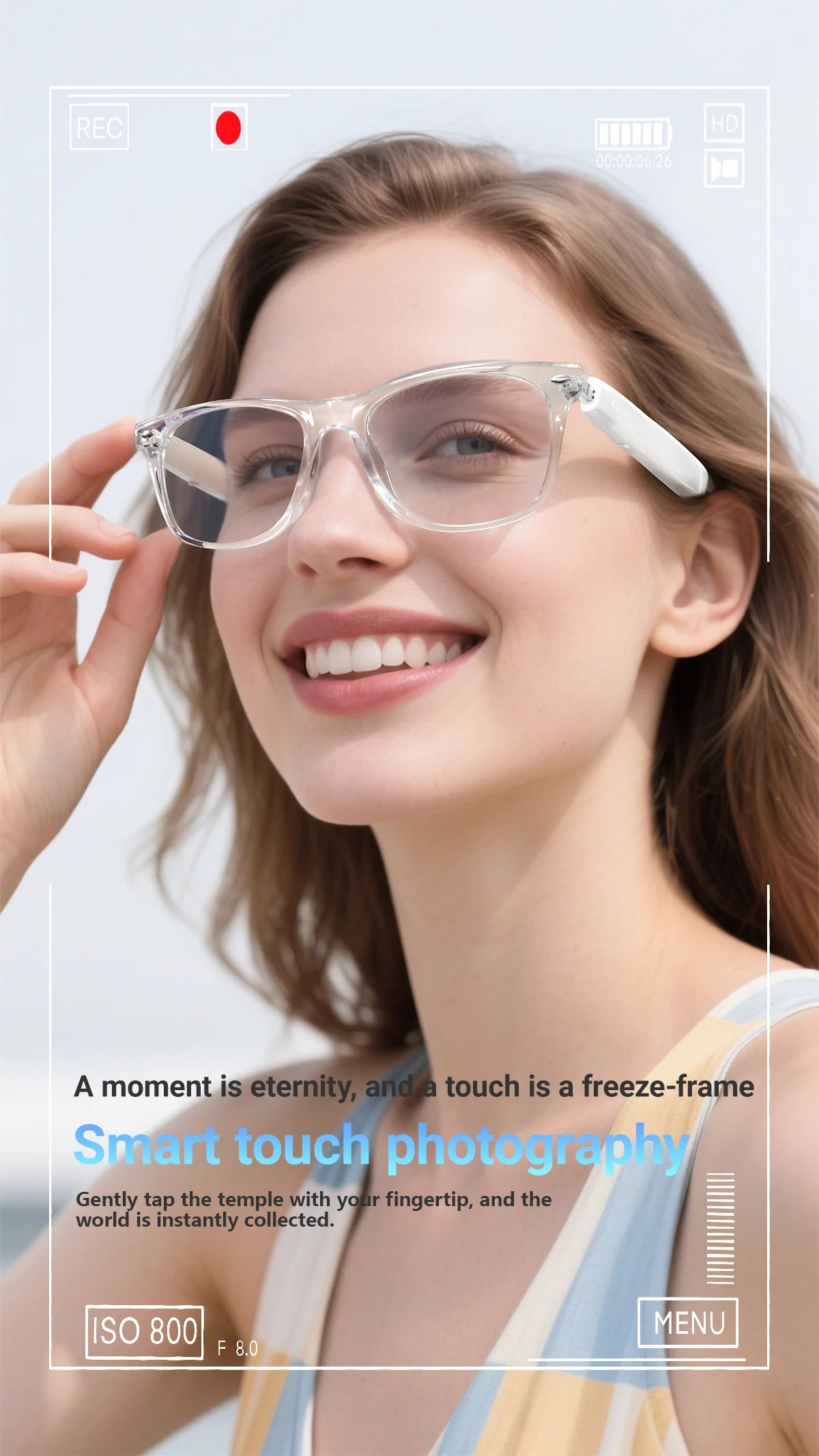 Smart Glasses AI translation 100+ Languages Make Receive Calls Music Calling Noise Reduction Light BT TWS Glasses Men Women