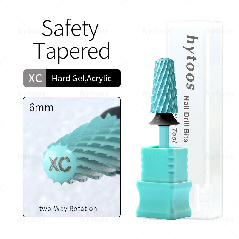 HYTOOS Safety Carbide Nail Drill Bits Green Coating Dome Tapered Bit for Gel Polish Removal Pro Manicure Drills AccessoriesTool