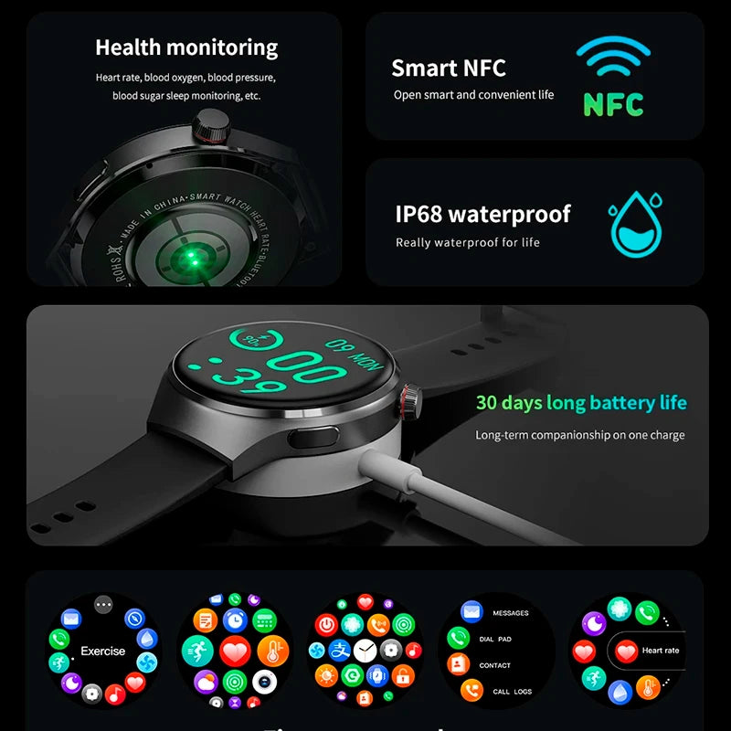 2025 For HUAWEI Smart Watch Heart rate Health Monitor Bluetooth Call NFC GPS Tracker IP68 Waterproof SmartWatch Men Women For AI