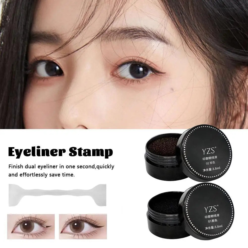 Double Ended Lower Eyelash Eyeline Silicone Stamp Quick Dry Eye Liner Portable Waterproof 0.01mm Tip Lower Lash Stamp With Ink