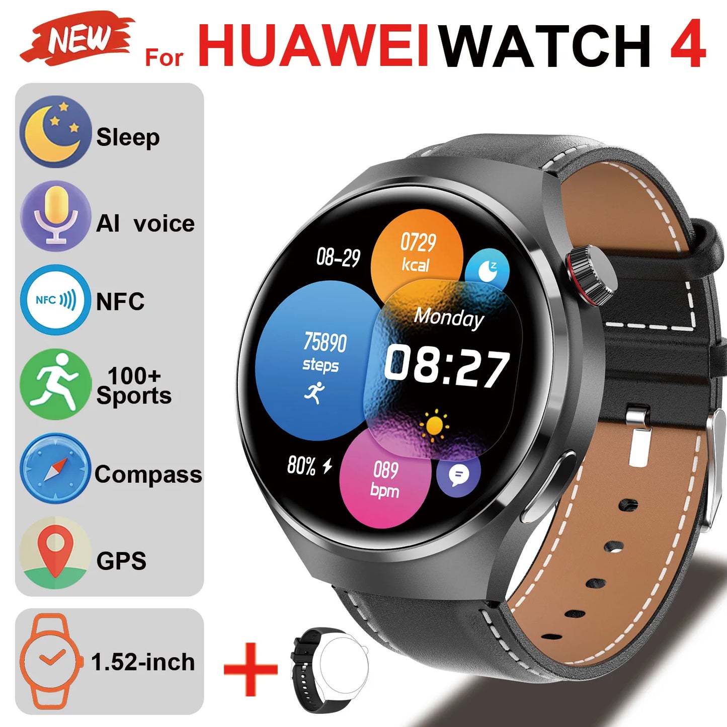 2025 For HUAWEI Smart Watch Heart rate Health Monitor Bluetooth Call NFC GPS Tracker IP68 Waterproof SmartWatch Men Women For AI