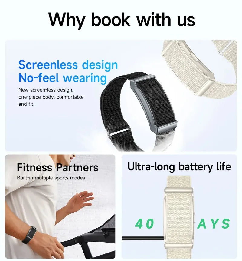 Health Smart Bracelet for Couples Heart Rate Monitor Activity Fitness Tracker Men Women Sports Waterproof Wristbands NO Screen